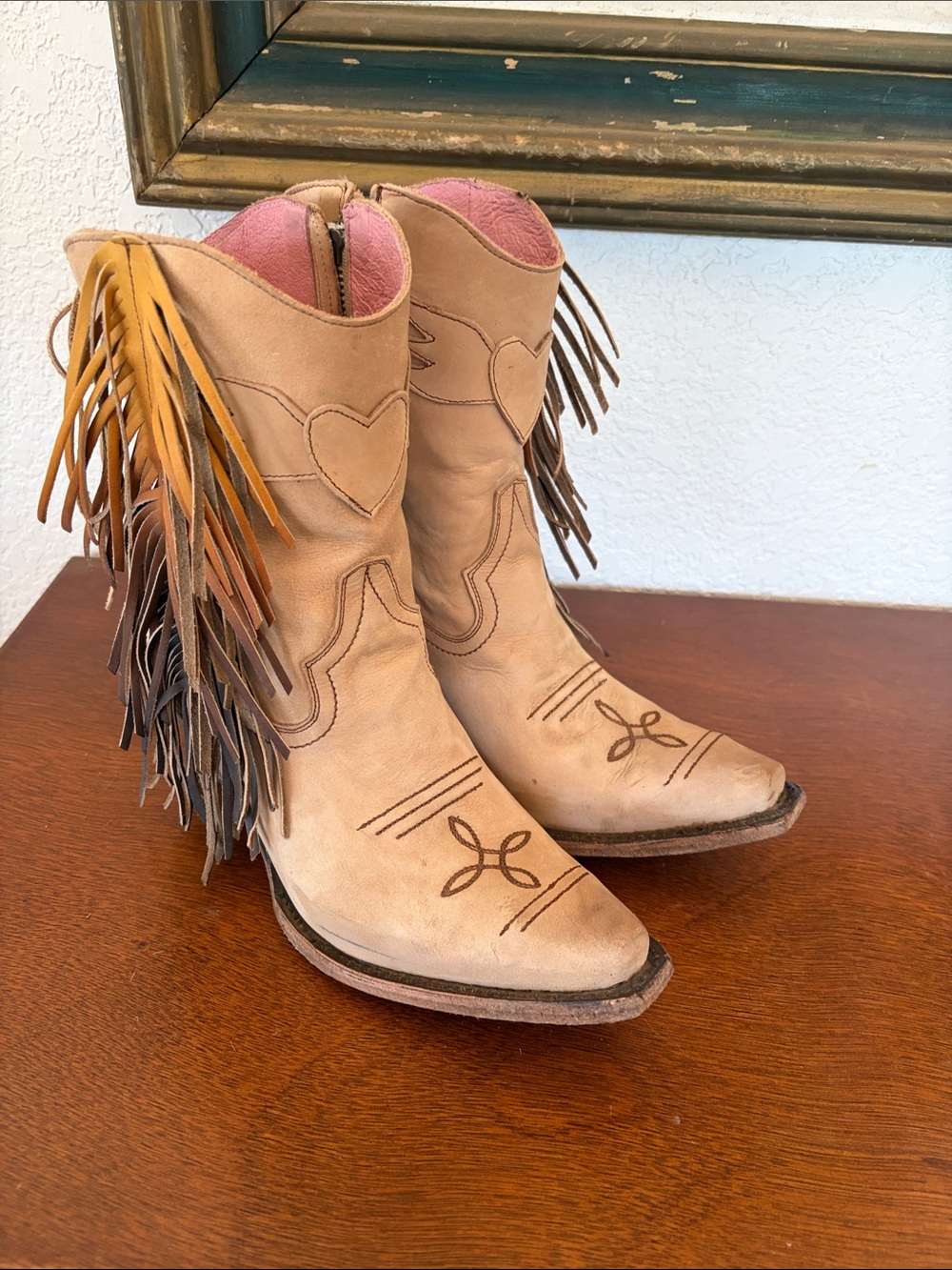 Women’s Tan Fringe Western Ankle Booties - Stylish Cowgirl Look